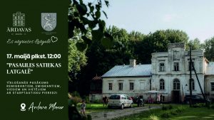 Reklāmas plakāts par tīklošanās pasākumu “Pasaules satiekas Latgalē”, kas notiks 17. maijā plkst. 12.00 Ārdavas muižā